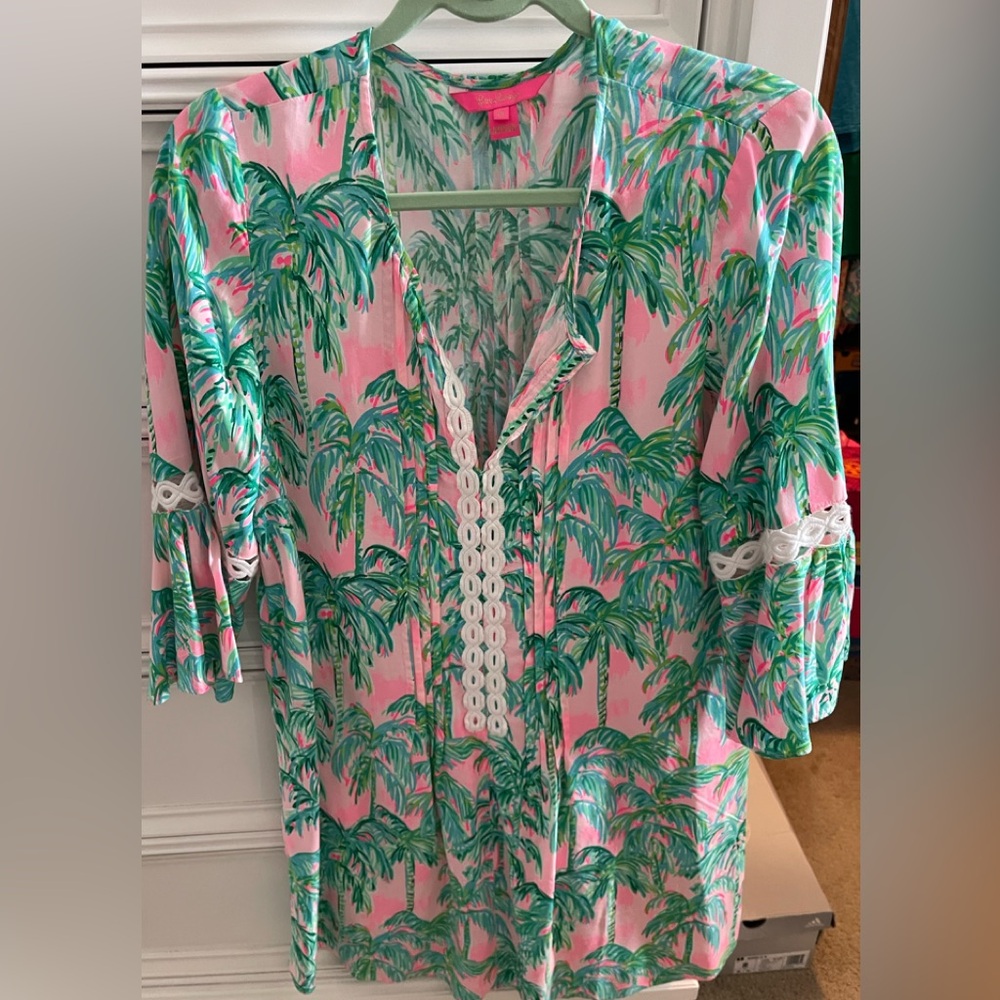 Lilly Pulitzer Pink and Green Palm Dress.
